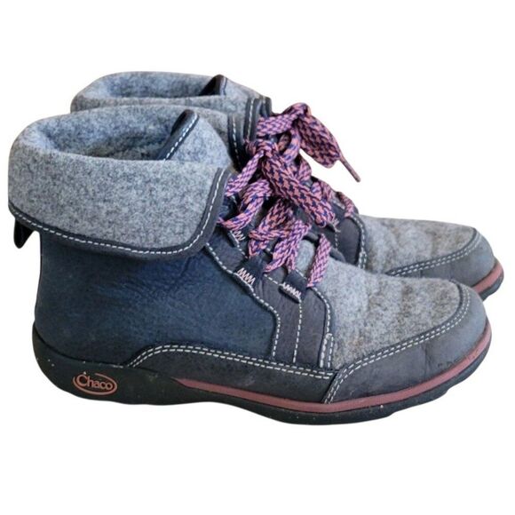 Chaco Barbary Blue Steel Gray Chukka Fold Over Bootie Womens Size 6 - Picture 2 of 12